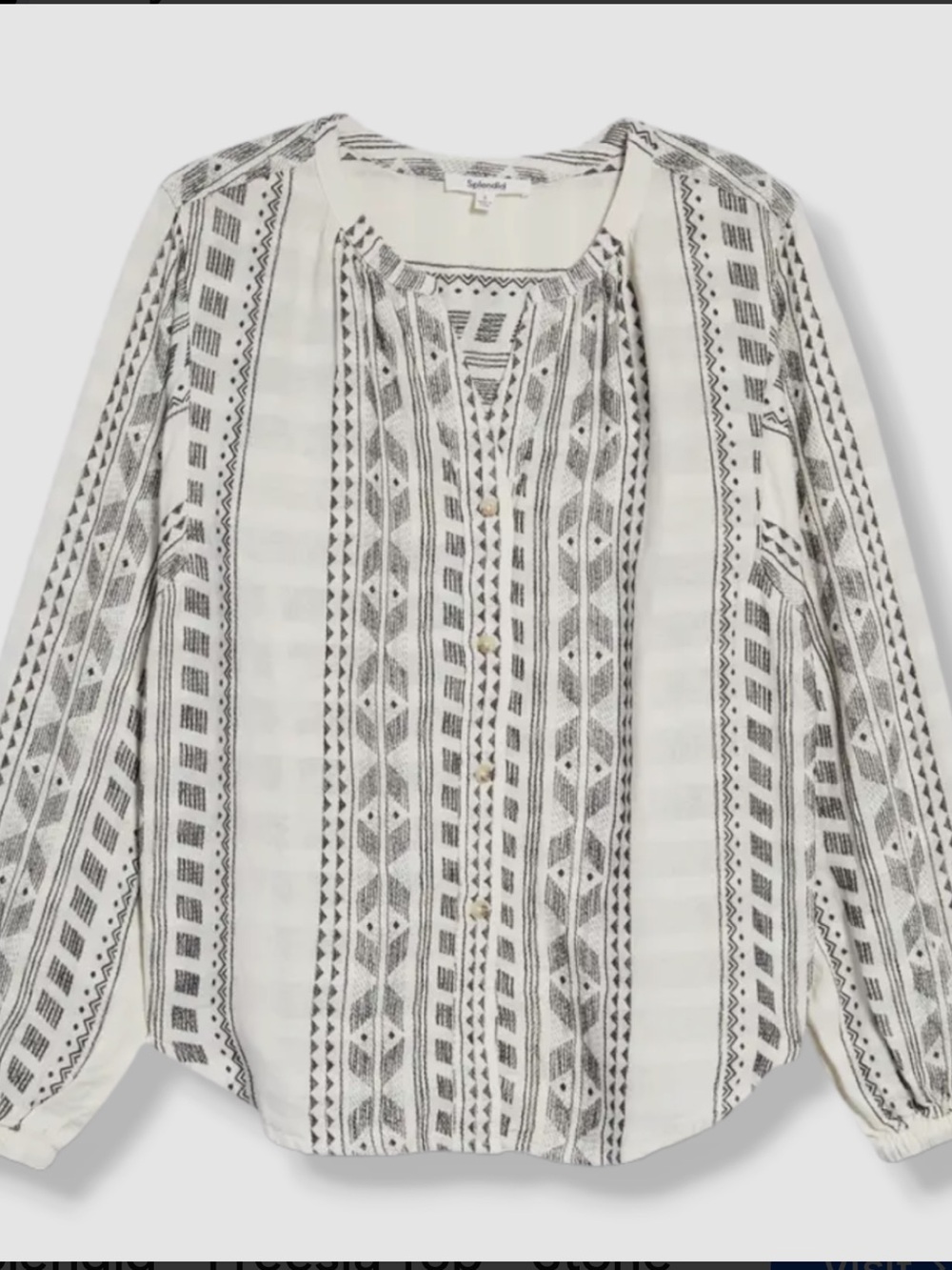 Splendid Freesia Embroidered Long Sleeve Linen Top Size Small